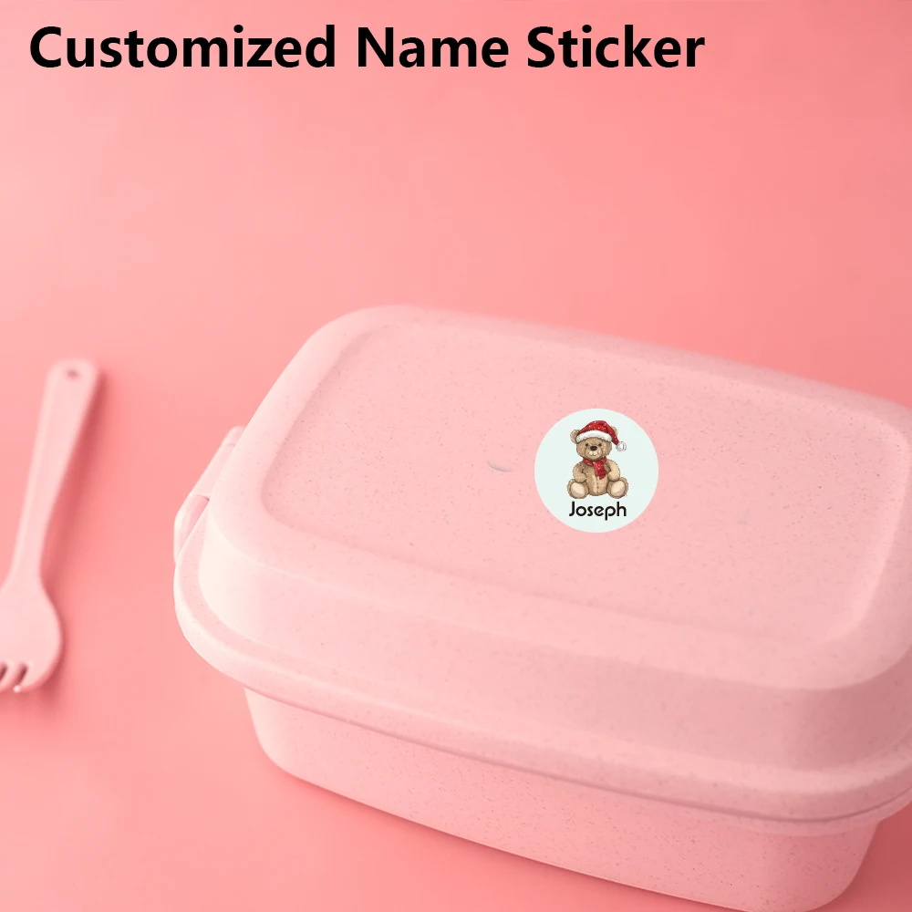 48/96 pcs bear Colored Personalized Name Stickers Scrapbook Stickers Customized Tag Water Cup Tag Customizable Label