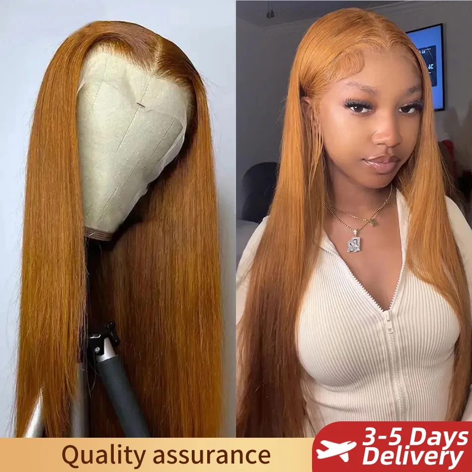 13x6 Ginger Blonde Fall Colored Human Hair HD Lace Front Wigs Straight Honey Blonde Human Hair Wig Transparent Lace Frontal Wigs