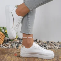 Chaussures de sport blanches à la mode pour femmes, chaussures basses légères, durables et confortables à lacets adaptées à toutes les saisons 6