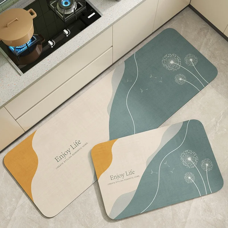 

Kitchen Floor Mat Waterproof Non-slip Oil-resistant Leather Carpet PVC Simple Wave Pattern Rug Home Decor Mat Alfombra Cocina