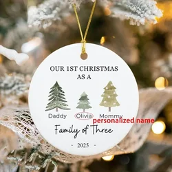 Personalized Baby's First Christmas Ornament Family of Three Christmas Ornaments 2024 Christmas Supplies Vintage Santa Gift