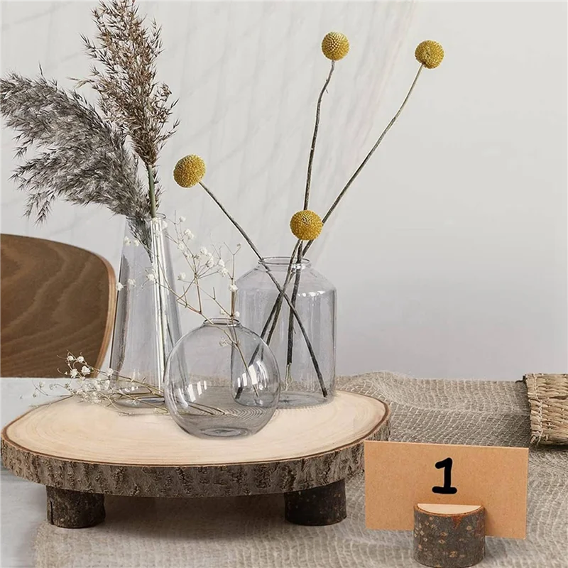 A84X-2Pcs حامل كعكة خشبي مقاس 11 بوصة، قاعدة كب كيك خشبية مستديرة، شريحة خشب بولونيا مع أرجل، حامل كعكة ريفي خشبي #5