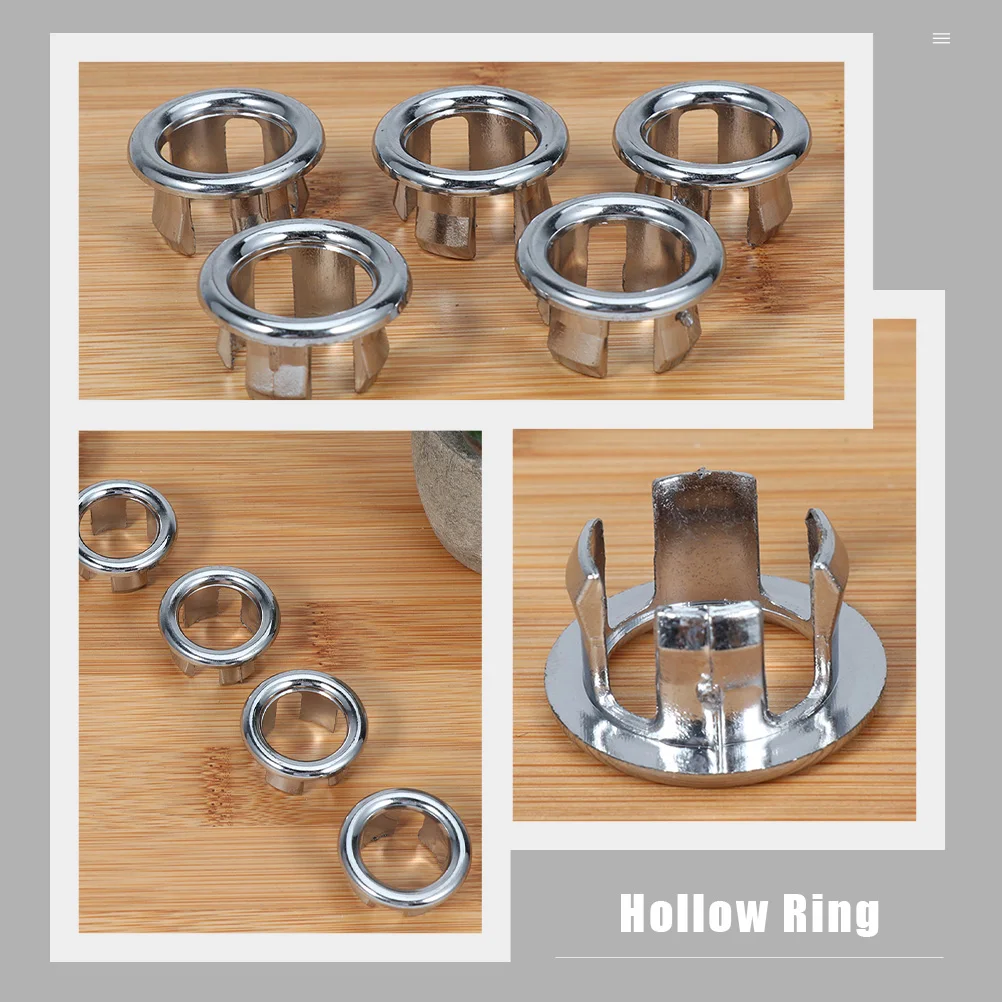 20pcs Overflow Ring for Sink Basin Bathroom Kitchen Accessories Hollow Edge Smooth Non Scratch Easy Install Drain Plug