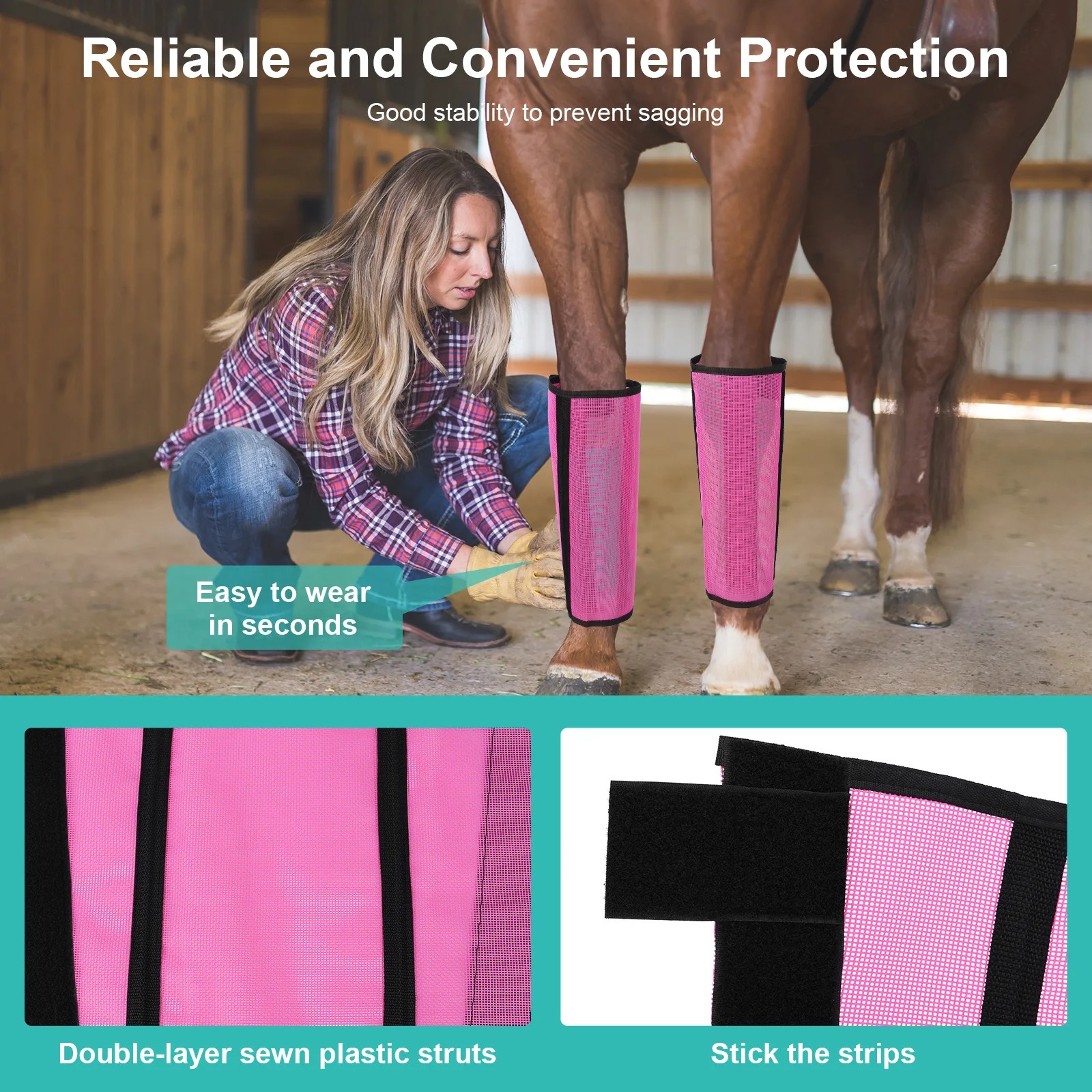 

Set of 4 Protective Horse Leg Wraps Breathable Mesh Horse Boots Mesh Fly Boots for Horse for Preventing Flies Mosquitoes Bite