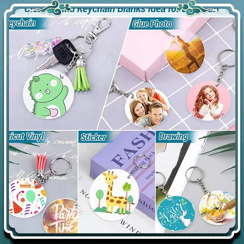 سهلة الاستخدام 1750 قطعة من سلسلة المفاتيح الشفافة من الأكريليك للفراغات مع الفراغات والشرابات وحلقات القفز وحلقات المفاتيح لسلسلة المفاتيح ذاتية الصنع Cr #3