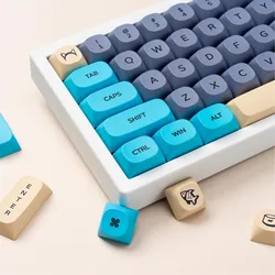 126 Keys MOA Profile Keyboard Keycaps Blue Cat PBT Thermal Sublimation Mechanical Keyboard Cherry MX Keycap