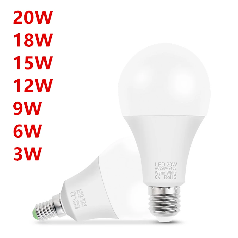 3PCS LED lamp E14 E27 AC 220V LED bulb Light LED Spotlight Table lamp 3W 6W 9W 12W 15W 18W 20W