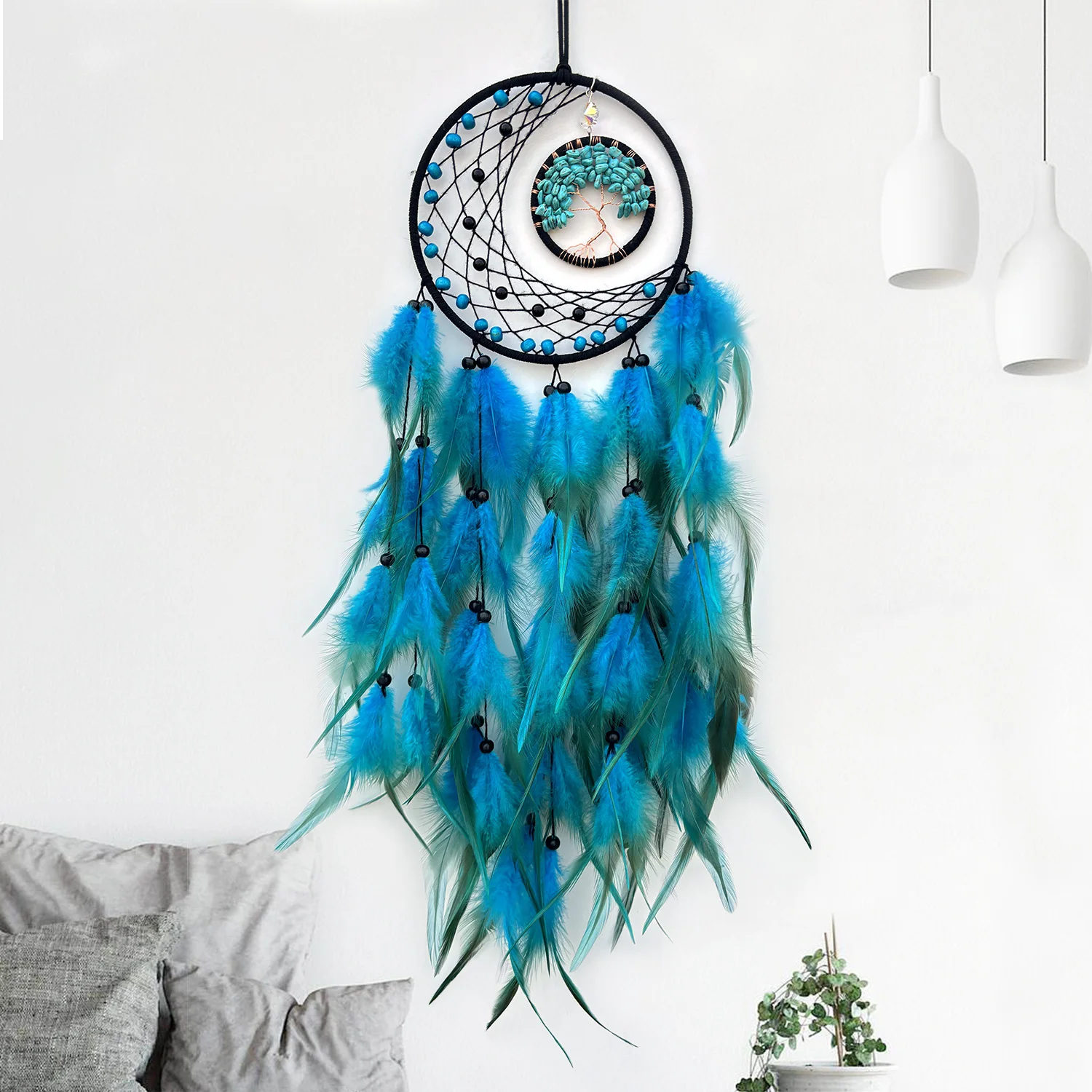 

Creative Dreamcatcher Wall Decorations Home Feather Ornaments Hand-woven Tree of Life Handicrafts