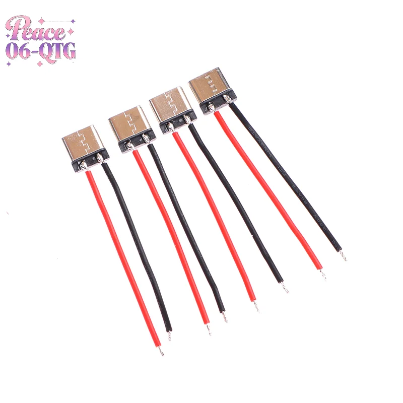 

New 10Pcs Micro USB Type-C 2Pin Horizontal 2P Simple Soldered Male Plug-in Board Quick Charging Connector
