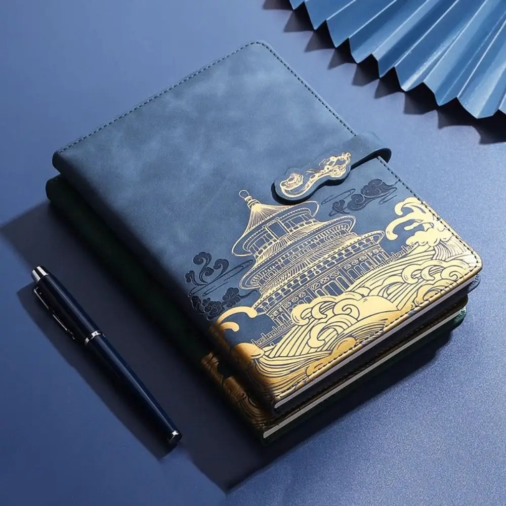 PU กระเป๋าบันทึกโน้ตบุ๊คสไตล์จีน 100 แผ่น Mini Daily Planner นักเรียนเครื่องเขียน A7 บันทึกการประชุมคู่มือ Travel