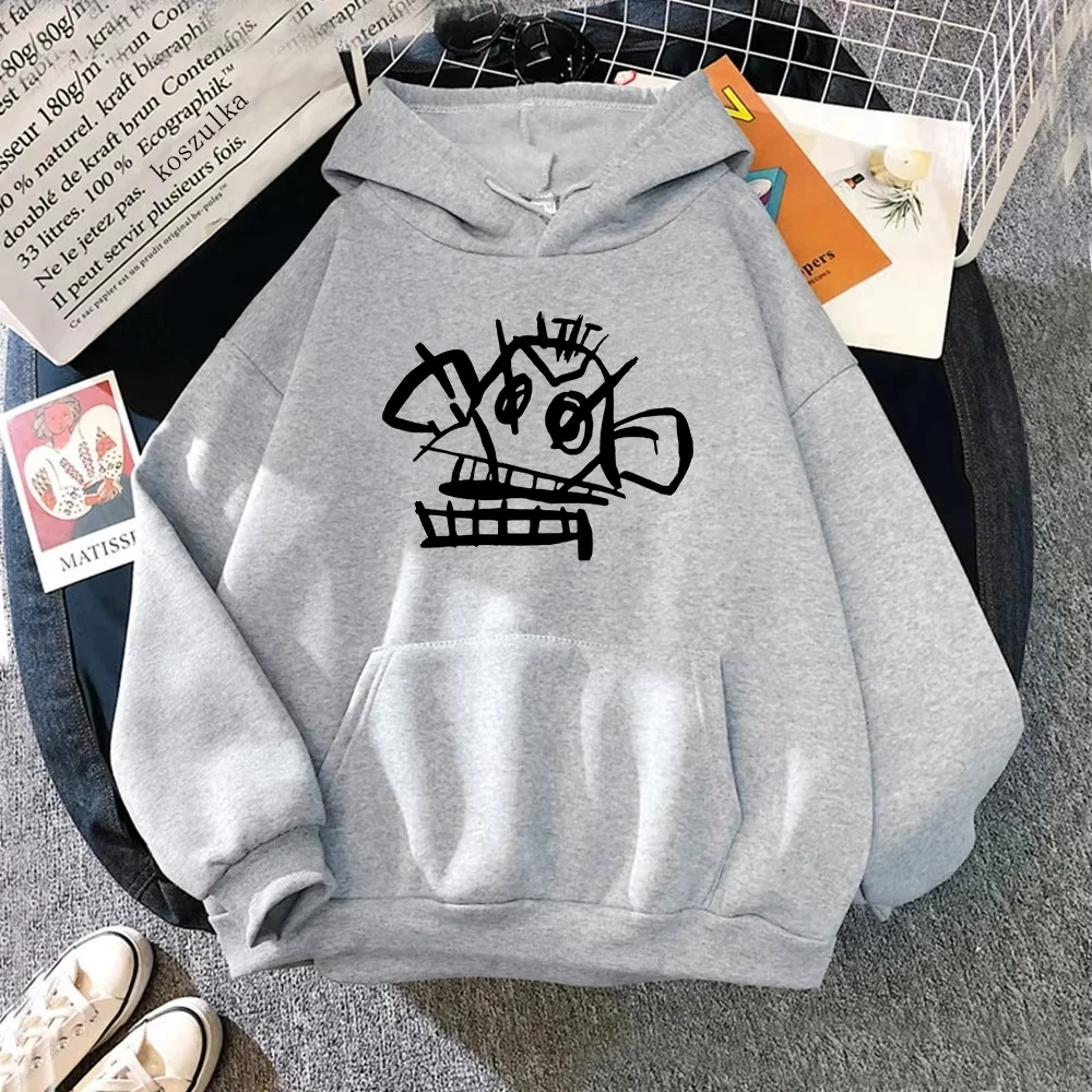 Unisex Anime Arcane Jinx Monkey Print Hoodie Autumn Winter Oversized Harajuku Long Sleeve Versatile Casual Pullover Sweatshirt