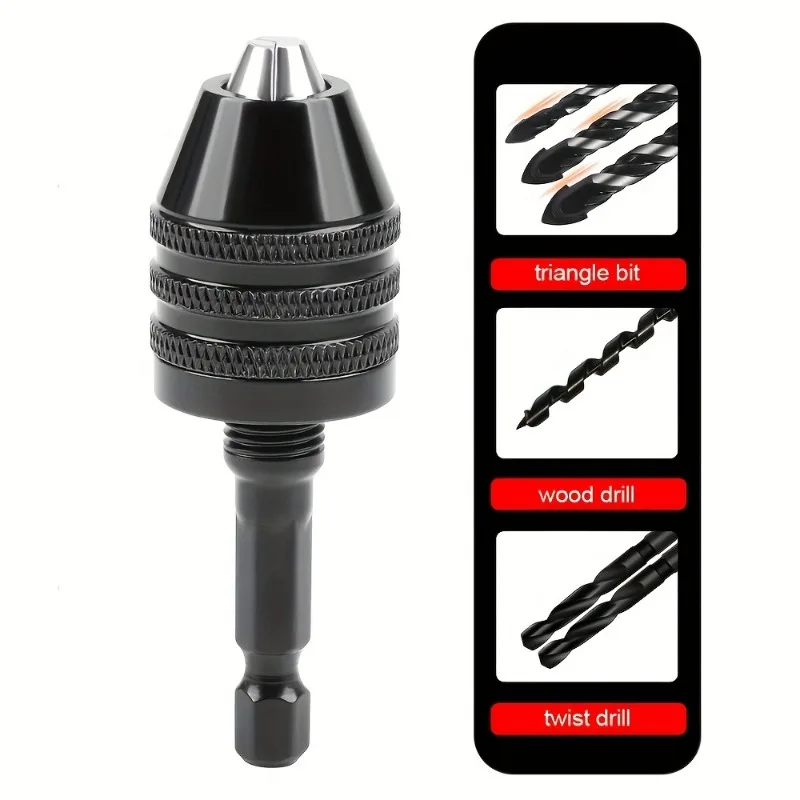 Keyless Chuck Electric Drill Bits Collet Converter Extension Screwdriver Drill Adapter Fixture Tool Hex Shank Change Adapter