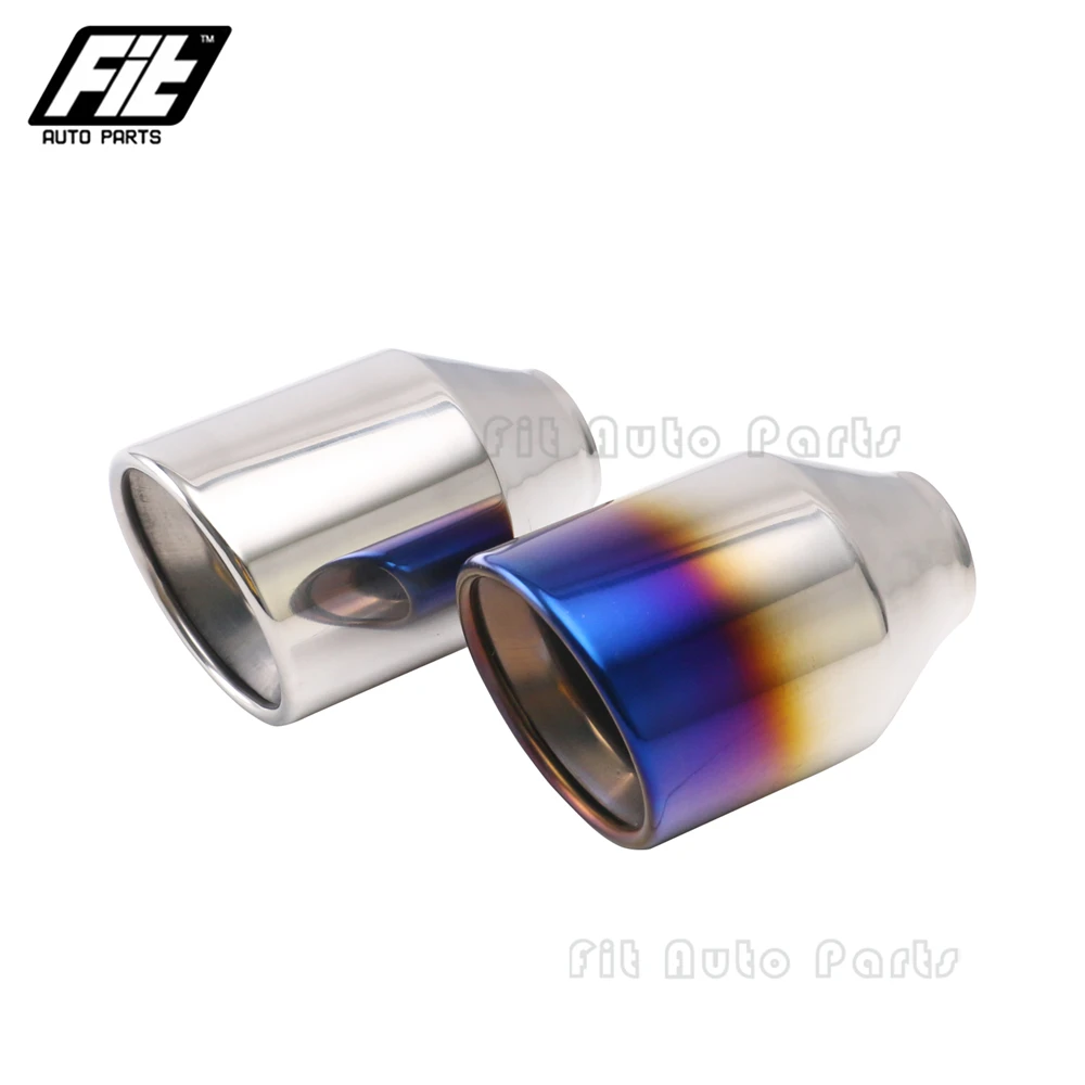 Burnt Blue Exhaust Tip 51mm Inlet 102mm Outlet Universal Car Stainless Steel Slant Rolled Muffler End Pipe