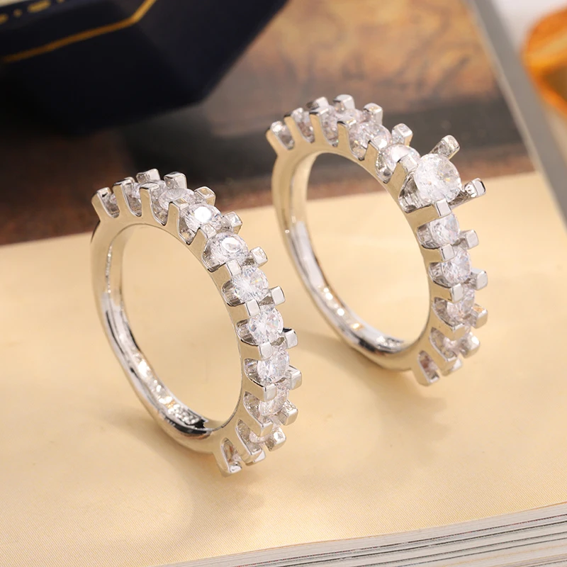 

Штабелируемый набор колец из стерлингового серебра 925 пробы, кольцо с бриллиантом для женщин, подарок на свадьбу, помолвку, юбилейные украшения