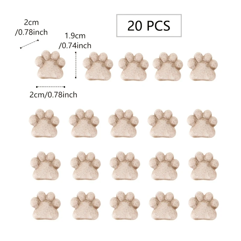 20Pcs Cute Cat Paw Resin Stepping Stones Non-Slip Garden Path Decor Outdoor Lawn Ornament for Yard Bonsai DIY Craft