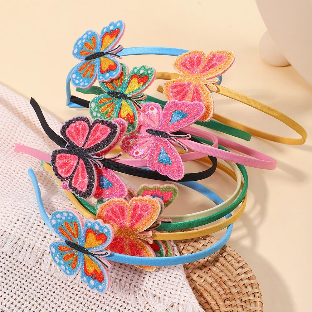 Diadema de mariposa de 4 estilos para niñas, hermosas y coloridas aros para el cabello para niños, accesorios para el cabello para vestir