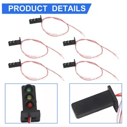 5Pcs HO Scale 2 Aspects Railroad LED Dwarf Signals 3 Lights Block Signal Lamp 3V/12V Model Train Signals Garden Decoration 27mm