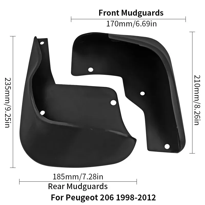 Mudguards For Peugeot 206 Mud Flaps 1998-2012 Splash Waterproof Guards Cover Fender MudFlaps Front Rear Car Accessories 4pcs