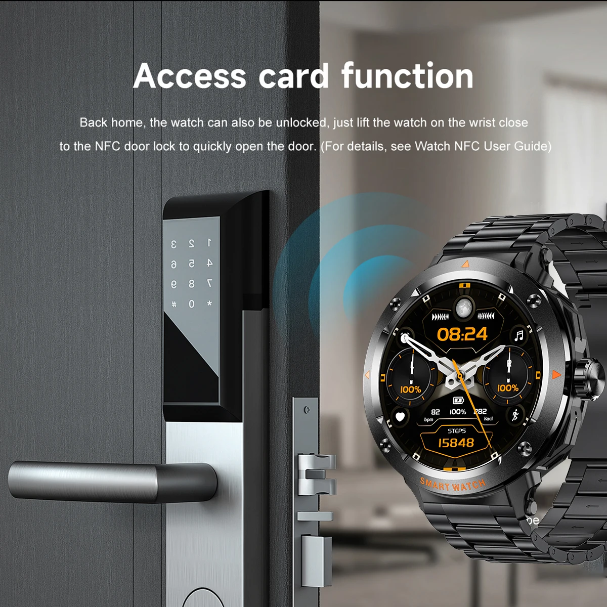 Nieuwe heren 2-in-1 headset smartwatch Bluetooth-oproep Hartslag Gezondheid Muziek Koptelefoon Horloges Sport NFC Smartwatches Rekenmachine