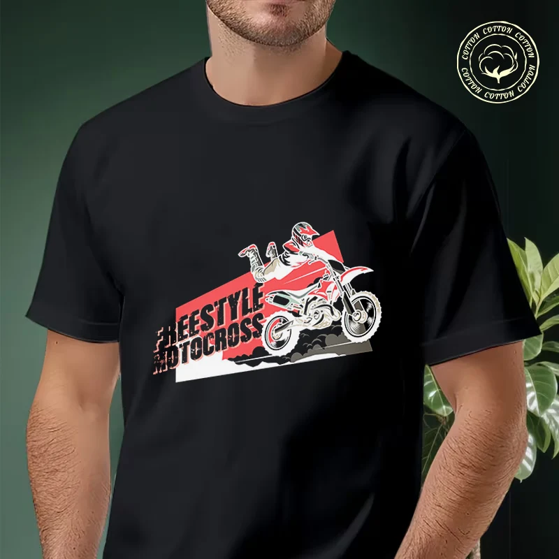 

2026 Shirt Cotton Casual T-shirts Freestyle Motocross Design Mens Summer Moto Cycling Sportswear Top Tee