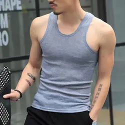 O-Neck Sleeveless Men Tank Top Solid Color Slim Fit Fitness Gym Clothing Men Bodybuilding Running Vest T-Shirts For Men