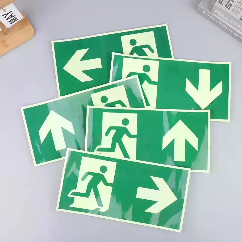 1 Luminous Exit Sign - Emergency Evacuation Safety Wall Decal, Photoluminescent Fire Evacuation Indicator With Green Border