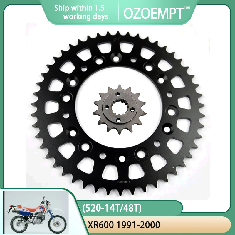 OZOEMPT（520-14T/48T）Motorcycle Front And Rear Sprockets For Hon / da XR600 RM,RN,RP,RR,RS,RT,RV,RW,RX,RY 1991-2000