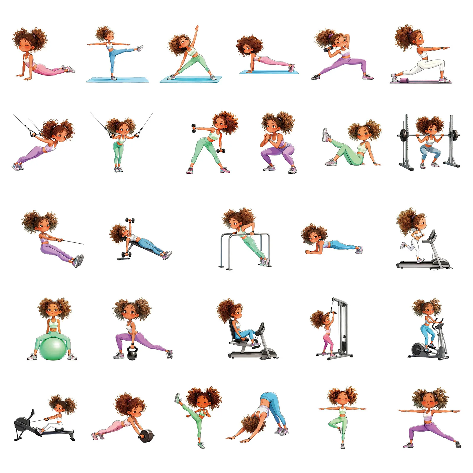 56 個漫画スポーティガールステッカークリエイティブかわいい落書き装飾 DIY ノートブックスーツケースギター冷蔵庫電話デカールおもちゃ