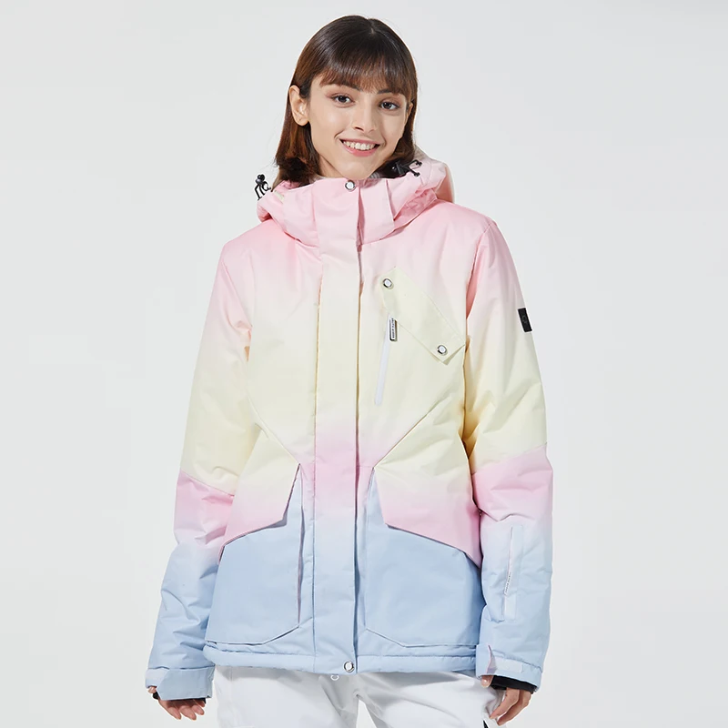 أطقم بدلات ثلج مقاومة للماء للنساء، ملابس على الجليد، زي التزلج، سترة وسراويل بحزام، ملابس خارجية، شتاء، -30، بناتي #6