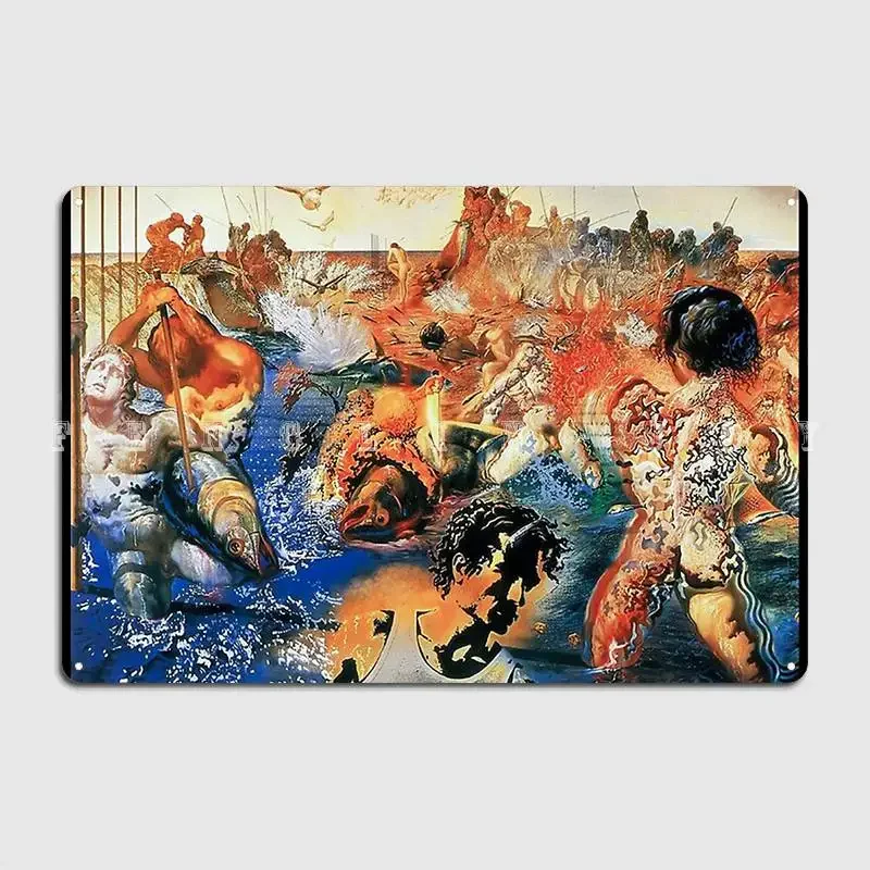 Painting Tuna Fishing Salvador Dali Metal Plaque Poster Cinema Kitchen Kitchen Decoration Wall Decor Tin Sign Posters