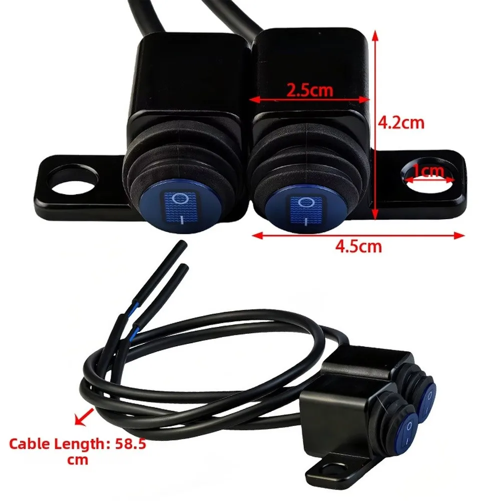 Aluminum Alloy Motorcycle Switch Aluminum Alloy Body Two-speed Control Mechanism Bright LED Illumination Compact Factor