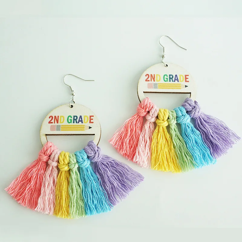 First Day of School Dangle Earring for Women Back To School Tassel Earrings for Teacher Students Appreciation Gifts 1ST Grade