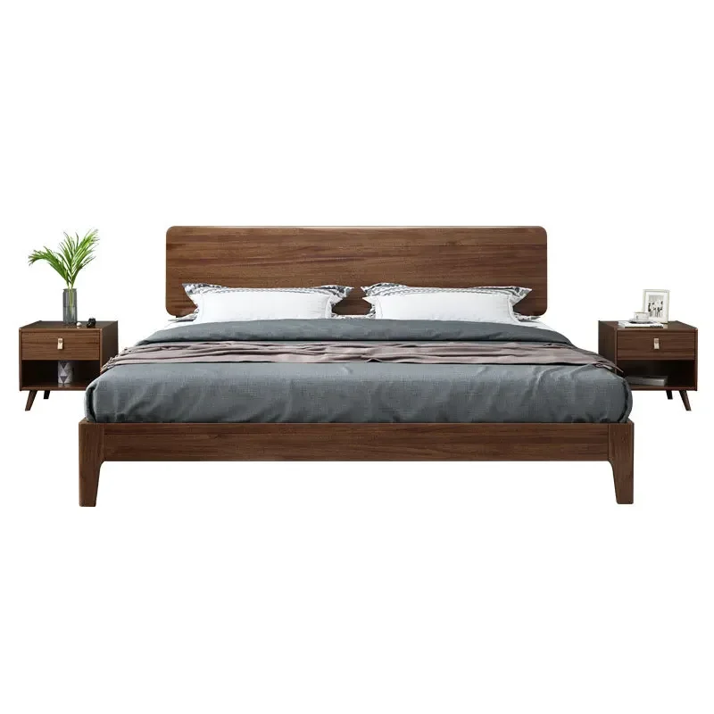 

Nordic style, solid wood bed, walnut 1 8 meters 1 5m double, modern
