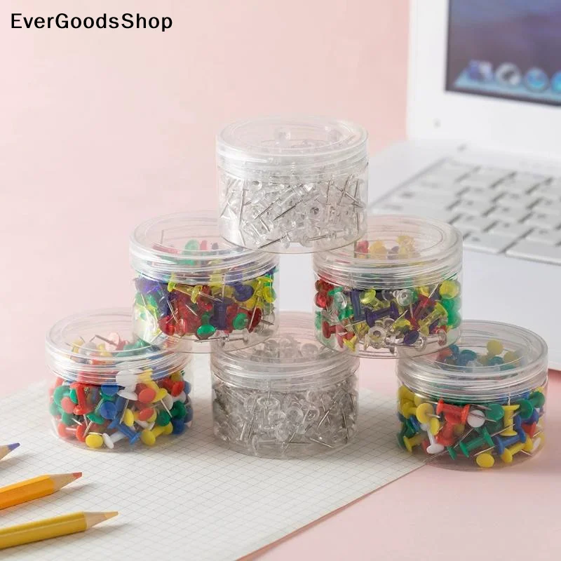 

New 100pcs/box Assorted Making Thumb Tacks Multicolor Plastic Tacks Push Pins Cork Board Office School Stationery Supplies