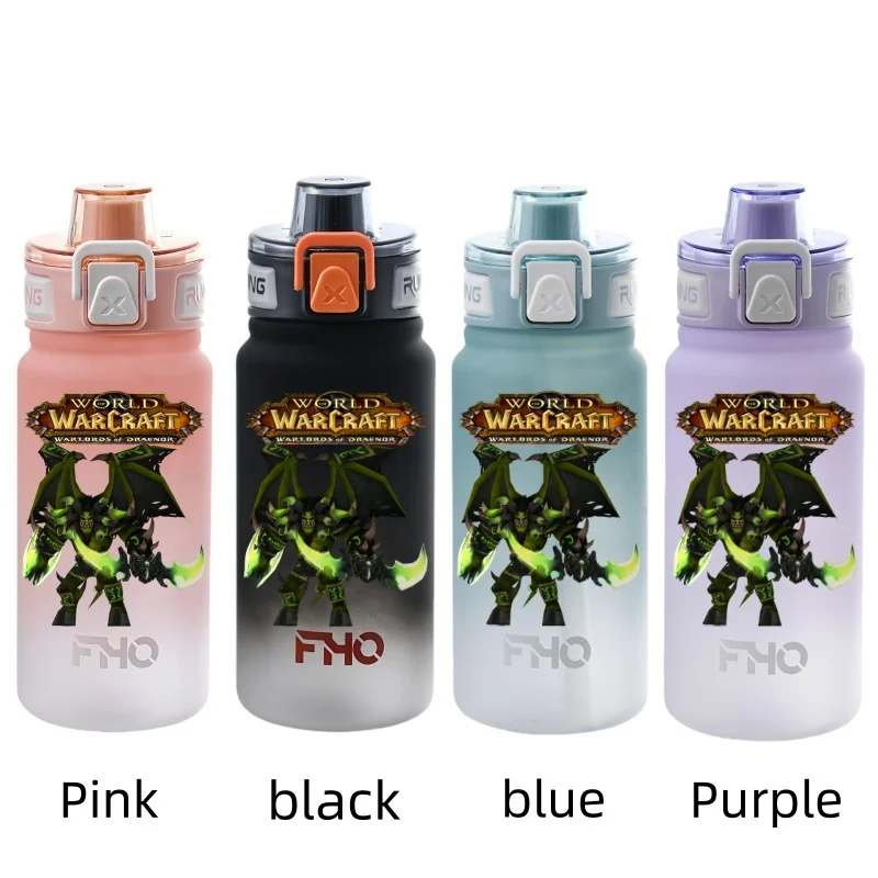 World of Warcraft 750ml Game Characters Portable Water Cup Large Capacity Outdoor Plastic Leak-proof Water Bottle Children\'s