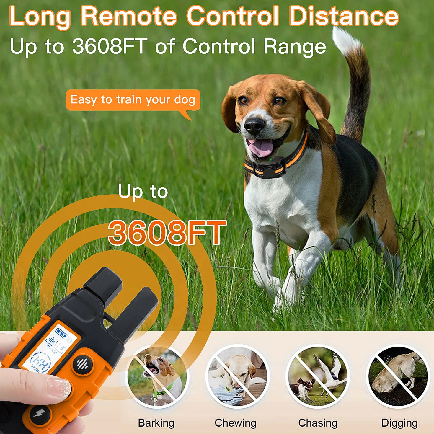 3300Ft Electric Dog Training Collar Remote Control Waterproof Pet BehaviorFor 5-120lbs Puppy With Shock Vibration