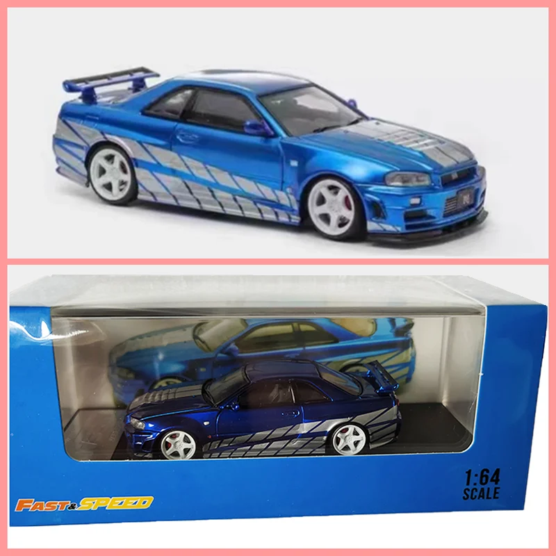 

Быстрая скорость FS масштаб 1:64 GTR R34 Nismo модель автомобиля из сплава, коллекция дисплеев, игрушки, подарки, сувениры