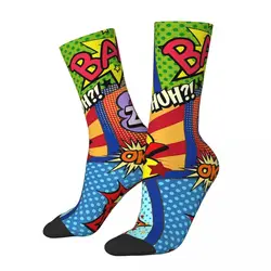 Happy Retro Colorful Comic Book Panels calzini da uomo pazzi Unisex Street Style Seamless Printed Funny Crew Sock Boys Gift