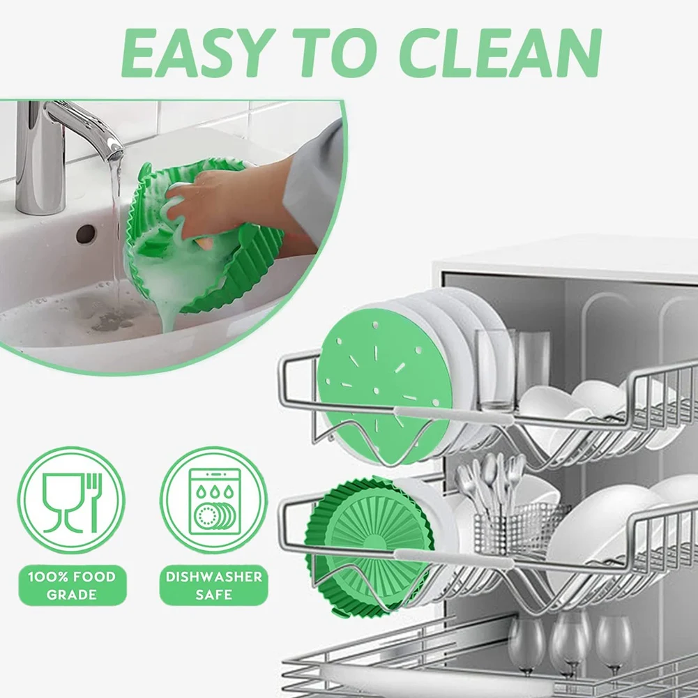 Fodera per friggitrice ad aria A86I, pentola per friggitrice ad aria in silicone riutilizzabile da 10 pollici, design con filtro olio antiaderente, 22 cm per friggitrice ad aria marrone