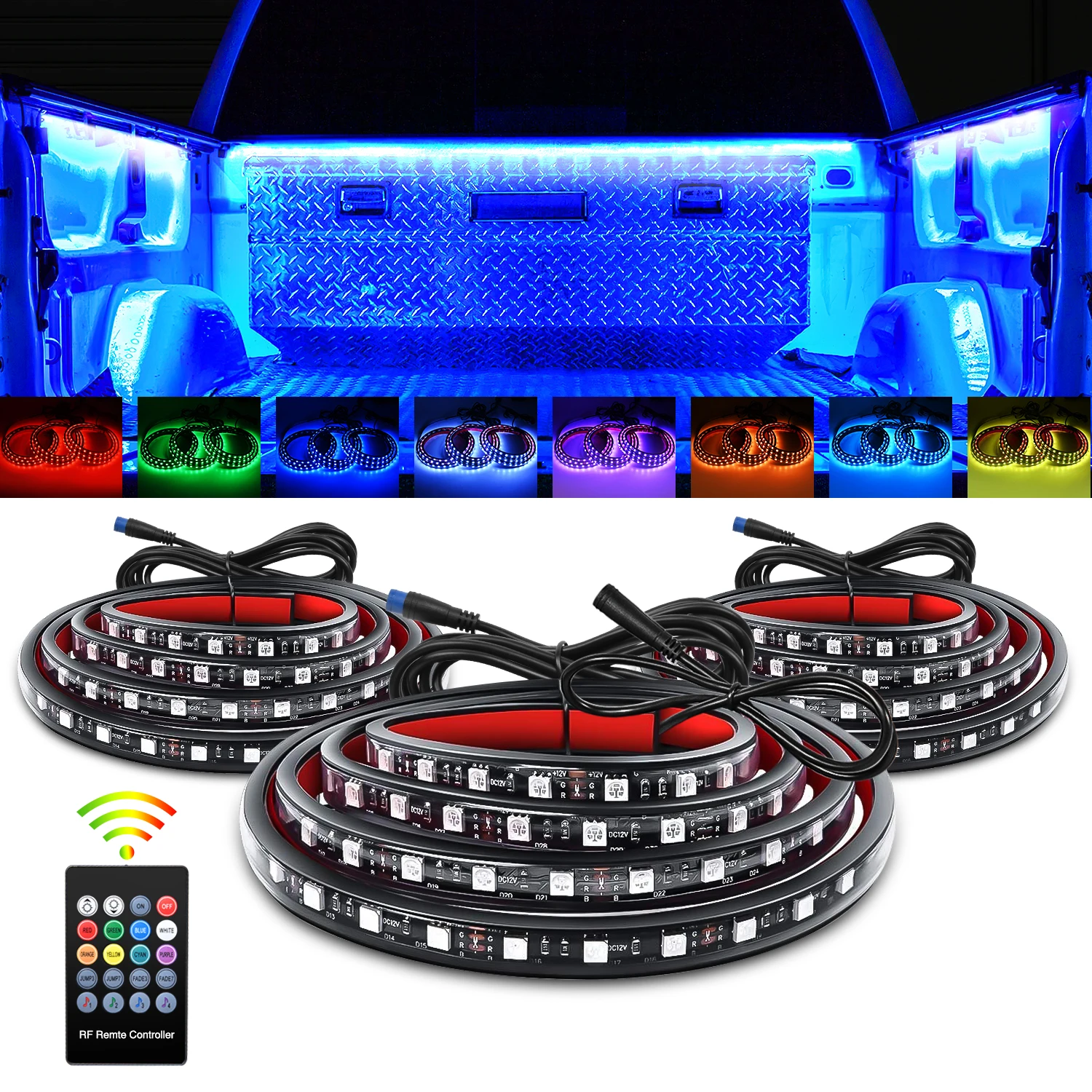 

Nilight 3PCS 60in RGB Truck Bed Light Strip Kit Neon Accent LED Tailgate Light Bar Brake Light Strip Turn Signal Warning Reverse