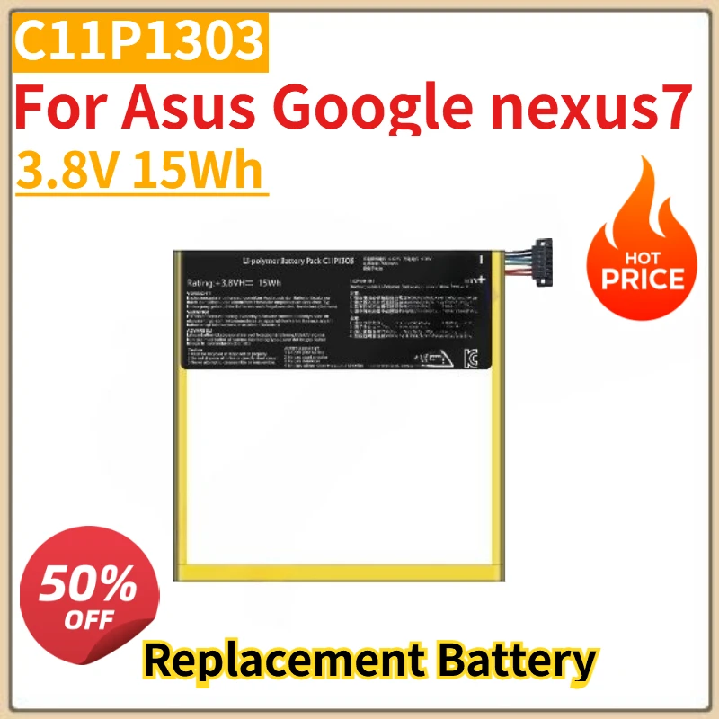 

High Quality New C11P1303 Mobile Phone Battery 3.8V 15Wh For Asus Google nexus7