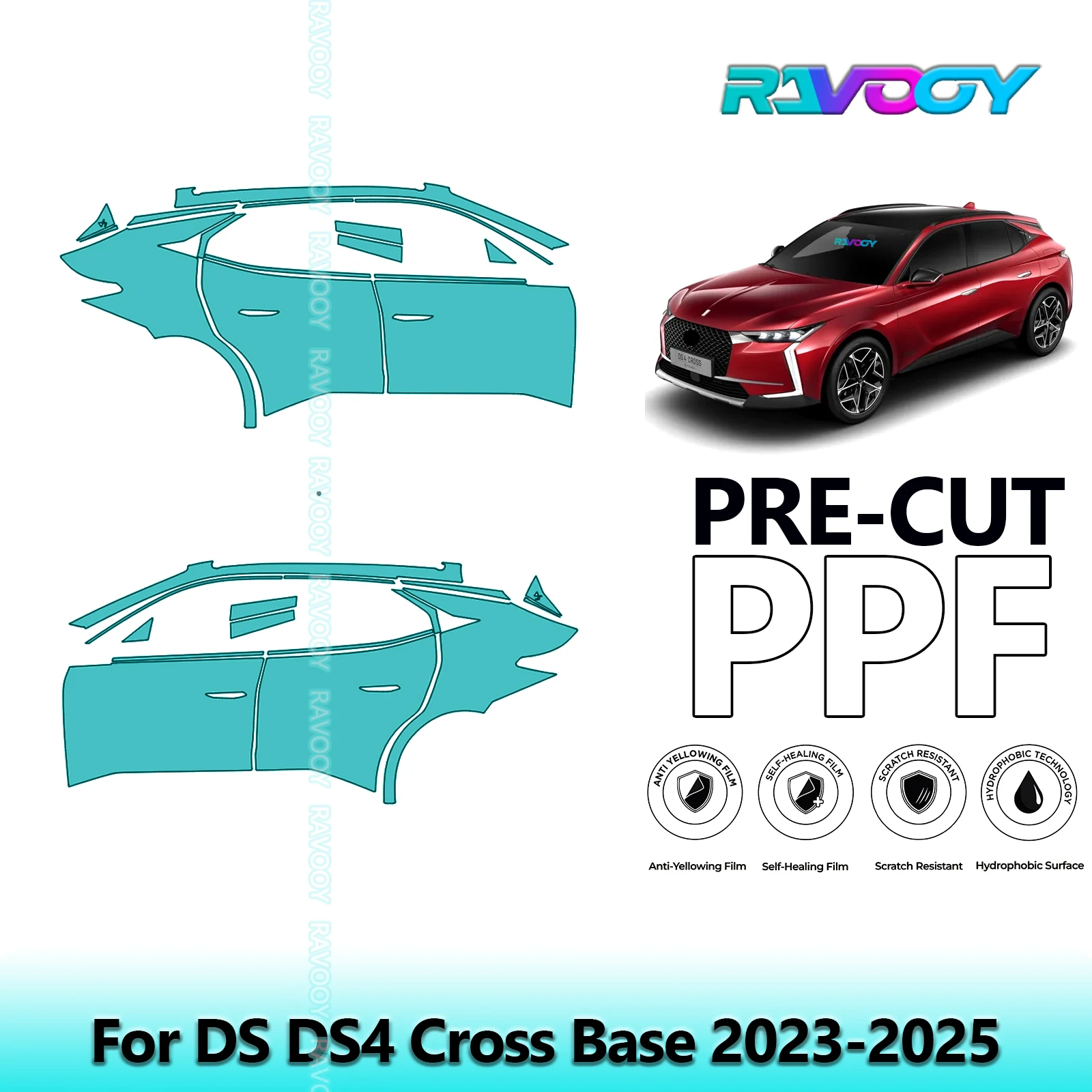 ل DS DS4 Cross Base 2023-2025 8.5mil واضح ماتي قبل قطع باب PPF ومجموعة عمود A/B مجموعة طبقة حماية الطلاء من البولي يوريثان #1
