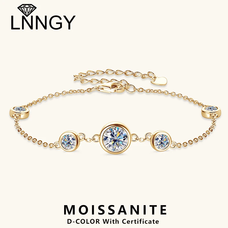 

Lnngy 6,5 мм 4 мм ободок муассанит браслет для женщин Pulsera Plata стерлингового серебра 925 пробы регулируемые браслеты-цепочки наручные украшения