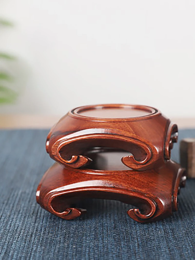 Wood Pedestal Display Stand, Wooden Ornaments, Stone Teacup Teapot, Tea Pet, Bonsai Vase, incense Burner, Buddha Circular Base