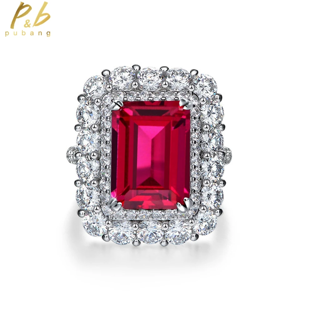 

PuBang Fine Jewelry 100% 925 Sterling Silver Diamond Ring Luxury Ruby Gem Created Moissanite for Women Party Gifts Free Shipping