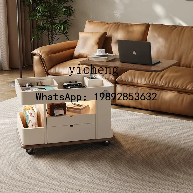 F1 طاولة القهوة المتنقلة غرفة المعيشة المنزلية شقة صغيرة الحديثة طاولة جانبية بسيطة عربة متعددة الوظائف #6