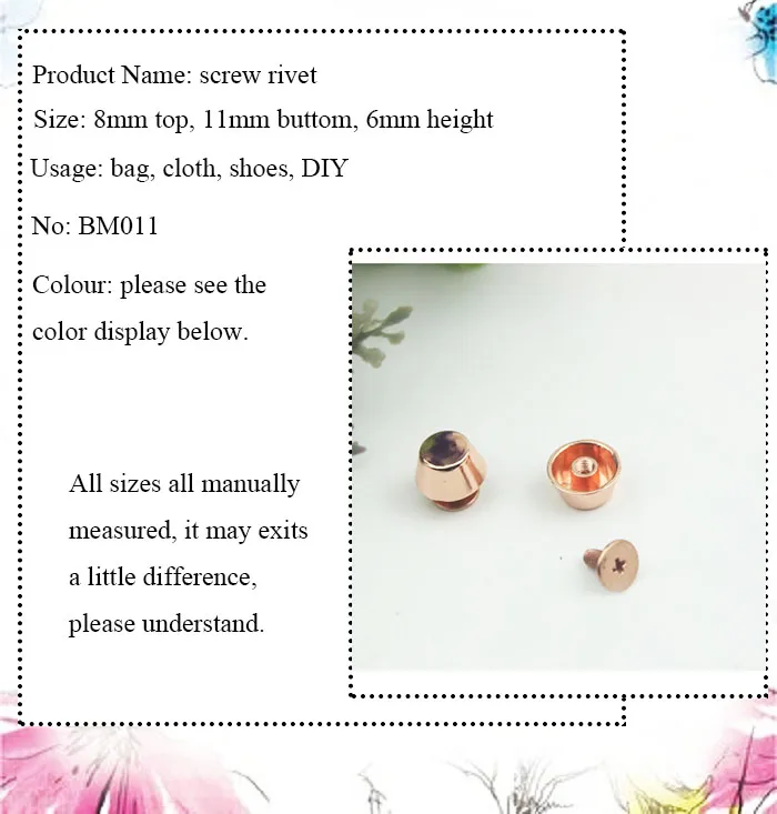 20sets Rose Gold Metall Hohe Qualität Leder Tasche Handtasche Geldbörse Unten Schutz Füße Nagel Stud Gürtel Screwback Taste Niet Spike – Detail 2