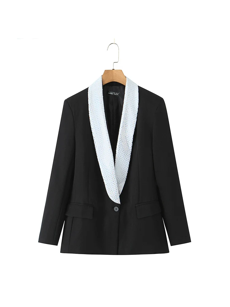 

Новая женская мода в европейском стиле, универсальный темпераментный простой тонкий пиджак с длинными рукавами и подчеркиванием сращивания