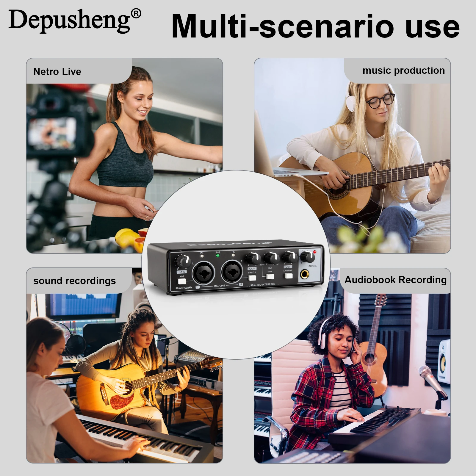 Depusheng MD32 Audio Interface Professional Sound Card with