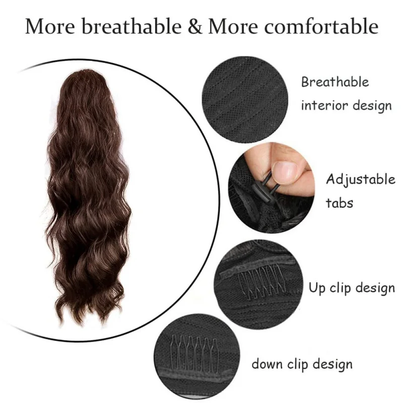 Picture 4: Women's long curly , drawstring hair extensions, , African big wave synthetic fiber wig, ponytail